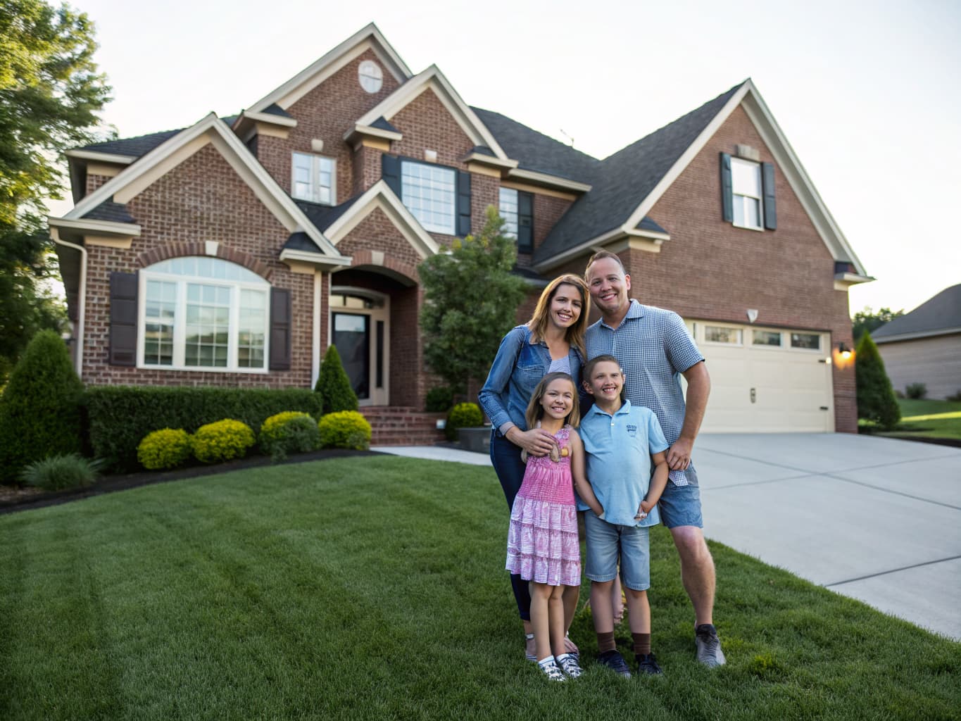 Family in front of their home — protected by mortgage insurance